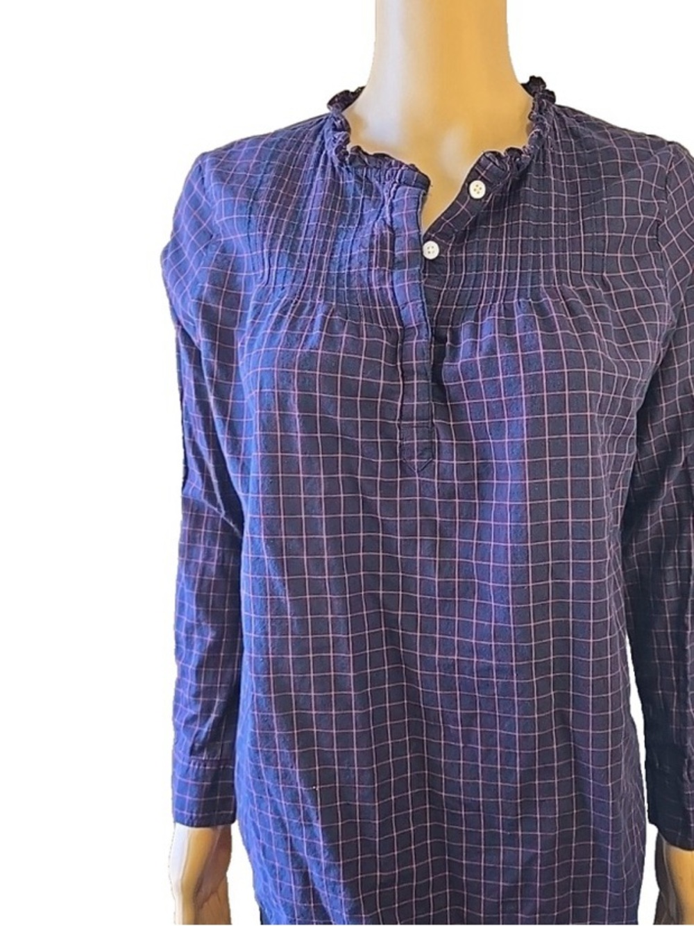 Navy Plaid Long-Sleeve Men’s Shirt